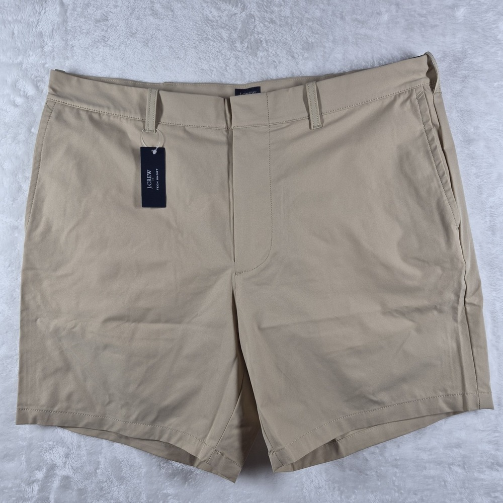 J. Crew Tech Shorts Men's 36 Beige 7" Inseam Golf Casual Lightweight Chino NWT